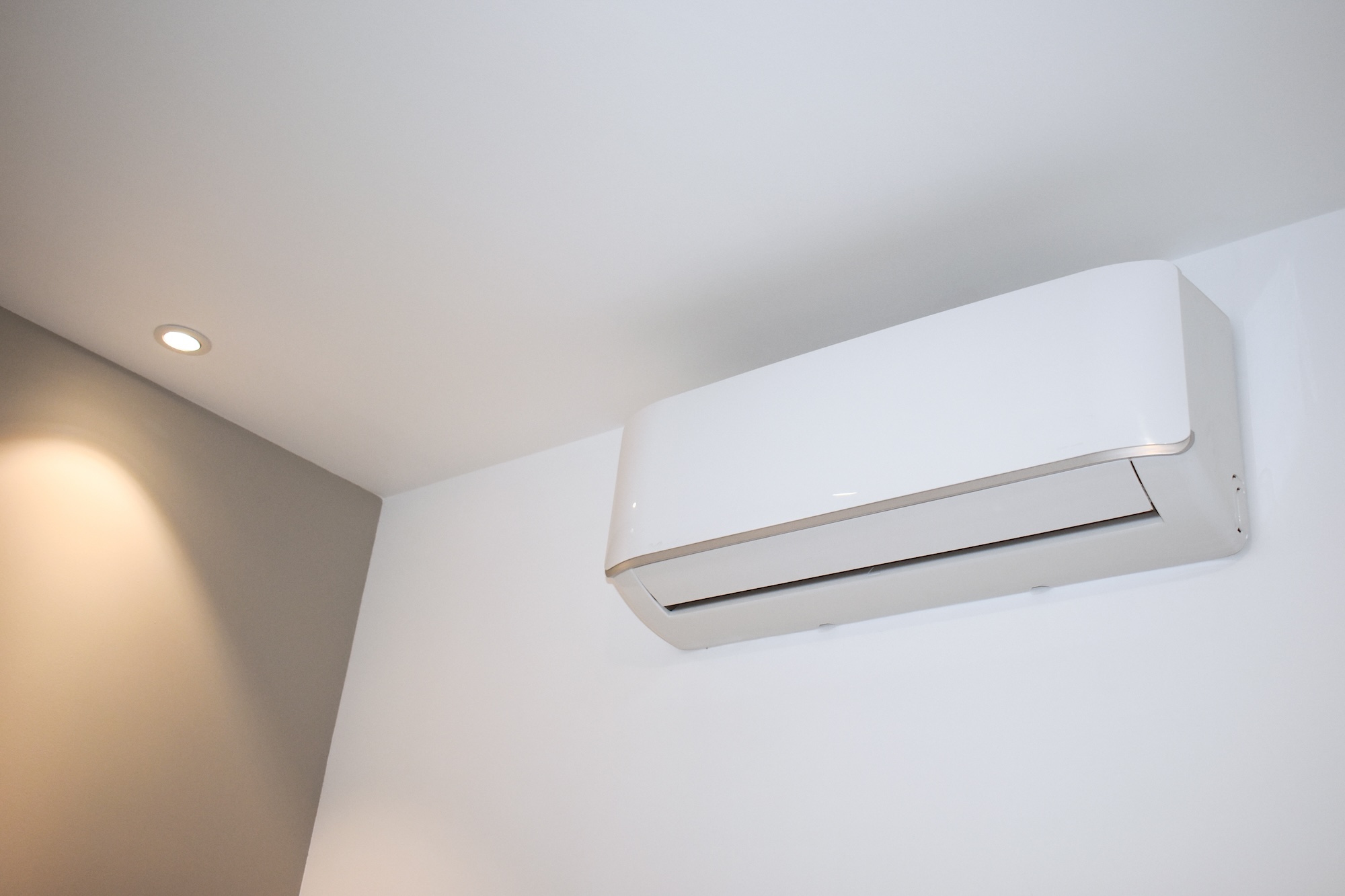Ductless mini split within interior of home