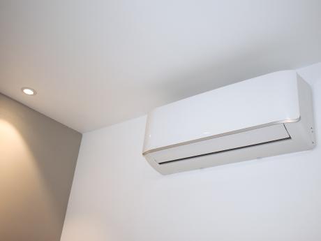 Ductless mini split within interior of home